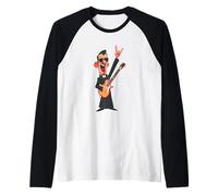Rockstar Priest con Gafas De Sol Guitarra Eléctrica Rock Hand Camiseta Manga Raglan