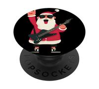 Rockstar Santa Negro Guitarra Eléctrica Gafas De Sol Cool Pose PopSockets PopGrip Adhesivo