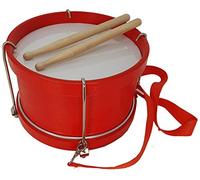 ROCKSTAR Tambor Escolar Rojo de Madera 20,5 x 13 cm con Correa y Baquetas Incluidas | Instrumento Musical Afinable para Colegio, Banda, Aula de Música y Educación Musical | No es un Juguete