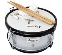 Rockstar - Tambor Infantil Iniciación en Madera Afinable JINBAO SMD1005-WH Color Blanco. Caja Marcha. Incluye Correa y Baquetas, Instrumento Musical de Percusión, Parche afinable y bordonero