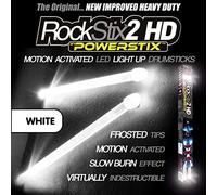 ROCKSTIX 2 baquetas de luz LED de alta definición, color blanco y brillante, con efecto de decoloración, enciende tu concierto en llamas. (blanco)