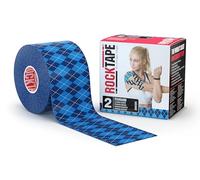 RockTape Standard Cinta Kinesiológica 5cm x 5m - Vendaje Neuromuscular Elástico, Adhesivo Fuerte sin Látex para Recuperación Muscular y Dolor Articular en Rodilla, Hombro, Tobillo - Argyle Azul