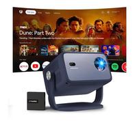 RockTek PJ400 - Proyector LED, 1080P Full HD, 4K decodificación, 1000 lúmenes ANSI, sistema dual (RT OS y Google TV Box), enfoque automático, corrección trapezoidal automática y detección de