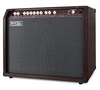 Rocktile AA-60 BN Eric Amplificador Acústico 60W, 2 Canales (micrófono y Guitarra), 2 Altavoces 10" + tweeters 2,5", Entrada AUX, Salida línea, Efectos Chorus y reverberación, marrón.