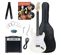 Rocktile Banger's Pack Kit de Guitarra Eléctrica Completo - Guitarra electrica con 3 Single-Coil pick-up - Juego con amplificador, bolsa, correa, cuerdas de repuesto y cable - Blanco