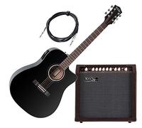 Rocktile D-60CE "Songwriter Pro" Set - Guitarra western con pastilla y micrófono - negro - amplificador acústico de 2 canales con 30 vatios - cable