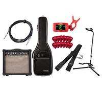 Rocktile E-Gitarren Add On Komplettset Full - 7 piezas: amplificador 15W, funda, correa, soporte, afinador, cable y 12 púas para guitarra eléctrica.