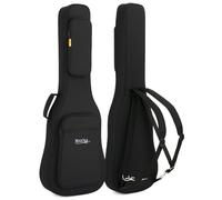 Rocktile EGSC-1122BK Funda blanda para guitarra eléctrica, acolchada, con soporte para mástil, arnés mochila, 3 bolsillos exteriores, resistente al agua y robusta para transporte seguro, negra.