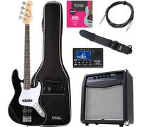 Rocktile Fatboy II BK E-Bass Starter Bundle Completo 7 piezas: Bajo de 4 cuerdas incl. amplificador, funda, afinador, correa, cable, cuerdas - Negro