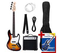 Rocktile Groover's Pack JB E-Bass Set Completo Sunburst (Amplificador, Funda, Cable, Correa, Cuerdas de Repuesto y Escuela con DVD)