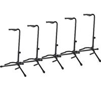 Rocktile GSN-01 Soportes para Guitarra con Soporte de Cuello Juego de 5 | Compatible con guitarra, bajo, banjo, etc., Construcción tubular muy robusta, Ajustable en altura de 60 cm a 70 cm