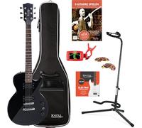 Rocktile LP-100 BL Guitarra Eléctrica Negra SET incl. Funda + Soporte + Cuerdas + Afinador + Púas