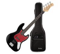 Rocktile Pro JB-30BK 70's Deluxe E-Bass Black Set - Jazz-Style E-Bass - Cuerpo: Álamo, Mástil: Arce - Diapasón: Engineered Wood - 2 Single-Coil Pickups - Set Ahorro incl. Gigbag - Negro