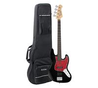 Rocktile Pro JB-30BK 70's Deluxe E-Bass Set - Jazz-Style E-Bass - Cuerpo: Álamo - Mástil: Arce - Diapasón: Engineered Wood - 2 Single-Coil Pickups - incl. Estuche Ligero - Negro