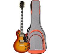 Rocktile Pro L-200OHB Guitarra Eléctrica Orange Honey Burst Set con Funda - Tapa/Cuerpo: Flamed Maple / Caoba - Diapasón/Mástil: Palisandro / Arce - 2x Humbucker - incluye funda - Orange Honey Burst