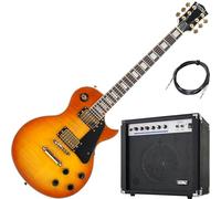 Rocktile Pro L-200OHB Guitarra Eléctrica Single Cut Orange Honey Burst con Humbucker, cuerpo caoba y amplificador 60W AK20G. Set completo con cable, ideal para principiantes y avanzados.