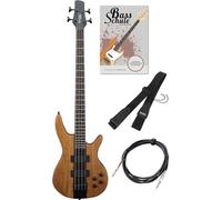 Rocktile Pro LB104-N LowBone E-Bass Set - Bajo eléctrico Longscale con 2 pastillas y 2 controles de tono - incluye correa para guitarra, cable y escuela de bajo - natural
