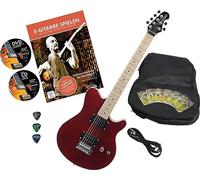 Rocktile Pro MM150-TR Guitarra Eléctrica Transparent Red con Accesorios (Funda Gigbag para guitarra, cable, púas, escuela de guitarra con CD y DVD, cuerdas para guitarra)