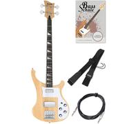 Rocktile Pro RB-400N Lumberjack Bajo Eléctrico Longscale Edición Especial con 2 pickups, control de volumen y tono, incluye correa, cable y escuela de bajo - Natural.
