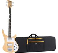 Rocktile Pro RB-400N Lumberjack E-Bass Set con Funda Suave (Longscale, Humbucker, Single Coil, mástil encolado) natural