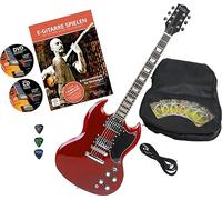 Rocktile Pro S-R Guitarra Eléctrica Heritage Cherry con Accesorios (Funda Gigbag para guitarra, cable, púas, escuela de guitarra con CD y DVD, cuerdas de guitarra)