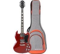 Rocktile Pro S-Red Guitarra Eléctrica Heritage Cherry Set con Funda - Serie Pro - Cuerpo: Tilo - Diapasón/Mástil: Palisandro / Arce - Pastillas: 2x Humbucker (HH) - Heritage Cherry