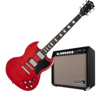 Rocktile Pro S-Red Guitarra Eléctrica Heritage Cherry Set de Amplificador
