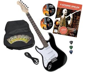 Rocktile Pro ST3-BK/RW-L Guitarra Eléctrica para Zurdos color Negro con Accesorios