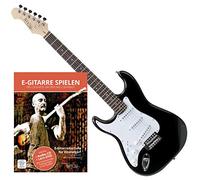Rocktile Pro ST3 BK Set de guitarra eléctrica para zurdos con escuela y CD, ideal para principiantes. Paquete completo en negro.