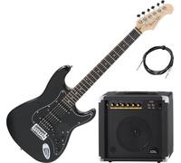 Rocktile Pro ST60-BK Guitarra Eléctrica All Black AK20G Set, Cuerpo: Caoba