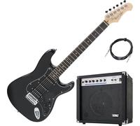 Rocktile Pro ST60-BK Guitarra Eléctrica All Black AK20G Set - Cuerpo de Caoba, Humbucker y Single-Coil Pickups, incluye Combo Amplificador y Cable - Set Ideal para Principiantes y Avanzados