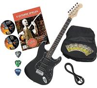Rocktile Pro ST60-BK Guitarra Eléctrica All Black con cuerpo de caoba, pastillas Humbucker y Single-Coil, incluye accesorios. Ideal para principiantes y avanzados.
