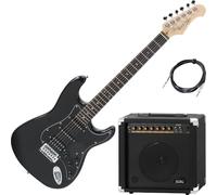 Rocktile Pro ST60-BK Guitarra Eléctrica All Black Set AK20GR, Cuerpo: Caoba