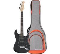 Rocktile Pro ST60-BK Set de Guitarra Eléctrica All Black - Cuerpo de Caoba, Pastillas Humbucker y Single-Coil, incluye funda Gigbag con correas de mochila - Set ideal para principiantes y avanzados