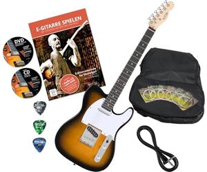Rocktile Pro TL100-SB Guitarra Eléctrica 2-Tone Sunburst con accesorios (funda para guitarra Gig Bag, cable, púas, método de guitarra con CD y DVD, cuerdas de repuesto)