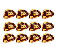 Rocktile Púas Brown Tortoise Paquete Maestro de 12-4 púas en los grosores “Thin”, “Medium” y “Heavy” - Forma tradicional de lágrima - Material: celuloide - Marrón