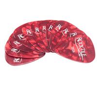 Rocktile Púas Red Tortoise Thin Paquete de 12 - Grosor “Thin” (0,5 mm) - Forma Tradicional Teardrop - Material: Celuloide - Rojo
