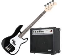 Rocktile Puncher E-Bass Black Set (Preci-Style E-Bass, hardware cromada, 22 trastes, incl. amplificador de bajo) Negro