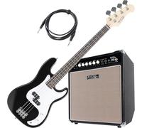 Rocktile Puncher Preci Style Bajo Eléctrico Set Lemmy - Bajo de 4 cuerdas - pastilla dividida - 22 trastes - amplificador combo de 50 vatios - cable de 3 m - negro