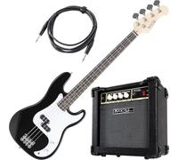 Rocktile Puncher Preci Style E-Bass Jaco Set - Bajo eléctrico de 4 cuerdas - pastilla dividida - 22 trastes - combo amplificador de 15 vatios - cable de 3 m - negro