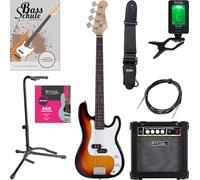 Rocktile Puncher Set de E-Bass - Bajo eléctrico Longscale estilo Preci con pastilla dividida - incluye correa para guitarra, cable y escuela de bajo - Sunburst