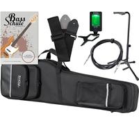 Rocktile Set de Inicio para Bajo Eléctrico - Set de 6 Piezas para Principiantes que Incluye Estuche Ligero, Afinador, Soporte, Correa, Escuela de Bajo y Cable Jack