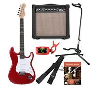 Rocktile Sphere Classic Red Set de E-Guitarra (E-Guitarra en diseño ST con 3 pastillas y tremolo, incluye amplificador, soporte, afinador, correa y cable de guitarra) Rojo