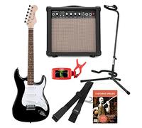 Rocktile Sphere Classic Set de Guitarra Eléctrica Negra (Guitarra Eléctrica en diseño ST con 3 pastillas y tremolo, incluye amplificador, soporte, afinador, correa y cable de guitarra) Negro