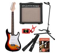 Rocktile Sphere Classic Set de Guitarra Eléctrica Sunburst (Guitarra Eléctrica en diseño ST con 3 pastillas y tremolo, incluye amplificador, soporte, afinador, correa y cable de guitarra) Sunburst