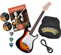 Rocktile Sphere Classic Sunburst Set de Guitarra Eléctrica (guitarra eléctrica en diseño ST, incluye funda, cable, púas, escuela de guitarra con CD & DVD y cuerdas) Sunburst