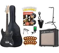 Rocktile Super Kit Set Completo Guitarra Eléctrica (Amplificador, Afinador, Capotraste, Correa, Púas, Funda, Soporte para Guitarra y Escuela incl. CD/DVD) negro