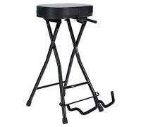 ROCKTILE Taburete para Guitarra Soporte para Guitarra - Taburete y Soporte en Uno - Superficie de Asiento Rectangular - Plegable - Negro
