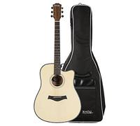 Rocktile WSD-100C NT Set de Guitarra Western con Funda - Forma del cuerpo: Dreadnought con Cutaway - Tapa: Abeto - Fondo y aros: Caoba - Mástil: Okoume - Incluye funda - Natural