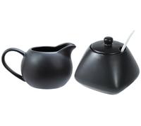 RockTrend Juego de café de cerámica simple negra, jarra de crema y azucarero